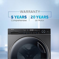 Haier 8 Kg 5 Star Inverter Direct Motion Motor Fully Automatic Front Load Washing Machine (HW80-IM1479CS8U1, 525 Super Drum, Puri Steam, Dark Jade Silver)