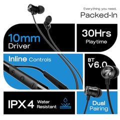 GOBOULT. Mustang TuneX Bluetooth Earphone with 40H Playtime, Dual Pairing Neckband, Zen™ ENC Mic, Type-C Fast Charging, 10mm Bass Driver, Bluetooth v6.0, IPX5 Silicone (Yellow)
