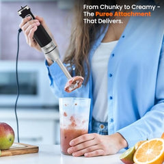 INALSA Hand Blender Mixer|1350W Copper Motor|Chopper,Coffee Beater/Frother,Whisker&Jar Attachment|Low Noise|20 Speed Control&Turbo Mode|BPA Free|Anti-Splash|2-Yr Warranty,Robot INOX 1350 Blend N Froth