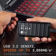 WD_Black P40 Game Drive 2TB, 2000MB/s R, 2000MB/s W, External SSD, USB 3.2 Gen2X2, Customisable RGB Lighting for Desktop, Mac, Gaming Console