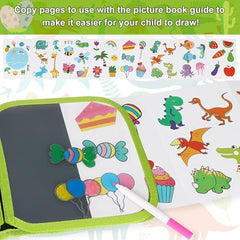 Erasable Doodle Book Set for Kids, Reusable Magic Drawing Book with Watercolor Pens, Road Trip Car Game Writing and Painting Set for Boys and Girls (Pink)