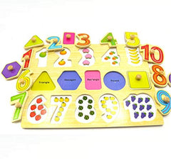SYGA Educational Wooden Shapes and Digits Block Puzzle Shape & Digits Learning Toy