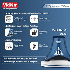 Vidiem Vstar Adc Blu Mixer Grinder 717 A|750 Watts|5 Jar In-1 Juicer|5 Leakproof Jars With Self-Lock, Wet And Dry, Chutneys & Curries|ABS Body|5 Year Warranty On Motor & 2 Year Product Warranty, Blue