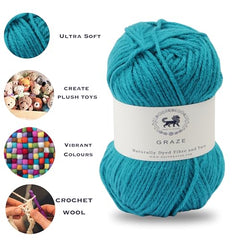 Nestnhaven Acrowools Graze Hand Knitting and Crochet Yarn. Pack of 1 Ball - 100gms. Shade no - NNHG001 (Berry Purple)