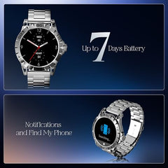 boAt Enigma Radiant Luxury Watch for Man w/1.43"(3.63 cm) AMOLED Display, AOD, Premium Metal Build, Round Dial, 200+Watch Faces, Upto 7 Days Battery Life, Fitness smartwatch for Men (Metal Black)
