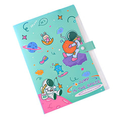 SYGA Cartoon Astronaut 6-Gate File Folder for A4 Student Exam Paper Organizing and Storage(Cyan)