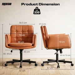 DROGO Zen Atora Ergonomic Criss Cross Legged Office Chair for Work with 5 Gear Armrest & Wide Thick Cushion Seat | PU Leather Computer Chair with Adjustable Height, Recline & Heavy Metal Base (Black)