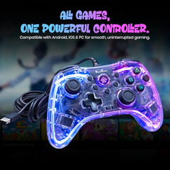 PunnkFunnk Gaming Controller Lite Wireless Bluetooth Gamepad for Android, iOS, PC & Smart TV with Turbo Function, Ergonomic Grip, Rechargeable Battery (X1 Pro Wired)