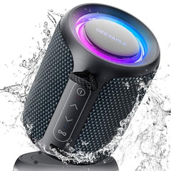 Deeyaple Portable Bluetooth Speaker, IP67 Waterproof Mini Bluetooth Speaker Wireless V5.3 with Stereo Sound,All Day,TWS Pairing,LED Light,Gift for him/her (Red)