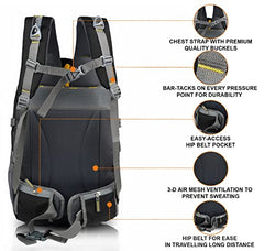 Half Moon 45L Hammer Waterproof Rucksack Bags for Man/Trekking Bags for Men | With 17.3" Laptop Compartment & Rain cover | For Trekking, Hiking, Travel Backpack for Men & Women (Navy Blue)