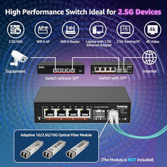 YuanLey 18 Port 2.5G PoE Switch Unmanaged, 16 x 2.5G Base-T PoE Ports, 2 x 10G RJ45 UpLink, IEEE802.3af/at, 250W, Compatible with 100/1000/2500Mbps, Metal Case, 2.5Gbe Network Switch