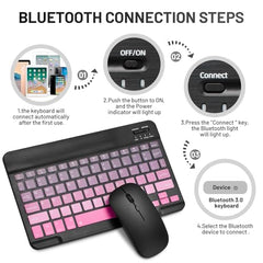 Bluetooth Keyboard and Mouse Combo Rechargeable Portable Wireless Keyboard Mouse Set for Apple iPad iPhone iOS 13 and Above Samsung Tablet Phone Smartphone Android Windows (Gradient White Purple)
