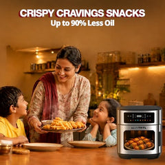 Mr. TRU Manual Air Fryer for Home | Actual 4.5 Liter | 1400 Watt | 1 Year Warranty | Uses 90% less Oil | Time & Temp Control Knobs | Glossy Black