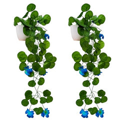fancymart Artificial Flower Plant Home Décor with Small Size Pot | Pack of 2 | Plant Hanging for Home Decor | Office Decor (DESIGN-01)
