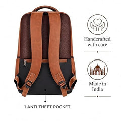 Treggo Premium 30L Anti-Theft Faux Leather Laptop Backpack for Men & Women, Water Resistant Large Travel Daypack, College School Office Casual Backpack with Laptop Compartment