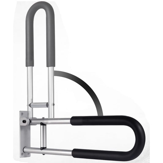 MOMISY Wall Mounted Flip up/Folding Aluminum Grab Bar Rails 23.6 Inch Toilet Handrails Bathroom Safety Bar Hand Support for Senior Citizen Injured and Handicapped (1)