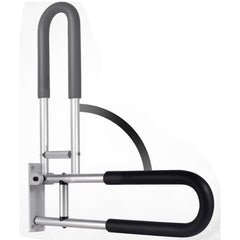 MOMISY Wall Mounted Flip up/Folding Aluminum Grab Bar Rails 23.6 Inch Toilet Handrails Bathroom Safety Bar Hand Support for Senior Citizen Injured and Handicapped (1)
