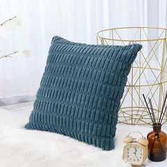 MOMISY Corduroy Cushion Throw Pillow Covers Pink 45 x 45cm, 18x18 inch (Blue, 2)