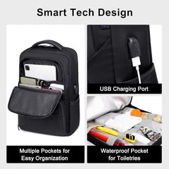 Arctic Hunter Backpack for Men Women 28L Medium Formal Business 15.6" Laptop Bag with Shockproof Pocket USB Port for Office Weekend Travel College Water Resistant,Black