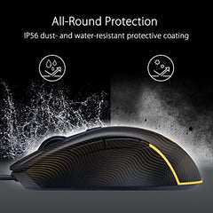 ASUS TUF Gaming M3 Gen II Gaming Mouse, Wired, 59g Lightweight, IP56 dust & Water Resistance, Antibacterial Guard, 8K DPI Optical Sensor, 6 Programmable Buttons, Teflon Mouse feet, Black