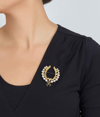 SYGA Brooch Pin Fashion Crystal Rhinestone Jewellery Pin Vintage Clothing Accessories Decoration White Pearl Wheat Ear Gold Brooches For Women- S234