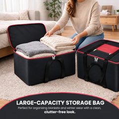 Storite 2 Pack Moisture Proof Nylon Underbed Storage Bag For Clothes Large | (54 x 46 x 28 cm) - BlackRed, Rectangular