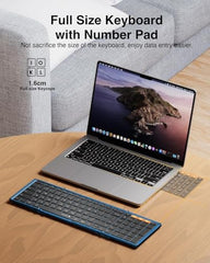 ProtoArc Foldable Bluetooth Keyboard, XK01 Full Size Folding Wireless Keyboard with Number Pad, Portable Travel Keyboard for Windows iOS Android Tablets, Laptops, iPad
