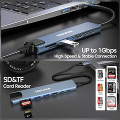 Sounce 4-Port USB 3.0 Hub for PC – High-Speed Aluminum USB Hub Compatible with PC, MacBook, Mac Pro, Mac mini, iMac, Surface Pro, and XPS. 4-Port High Speed USB Hub with Aluminium Shell