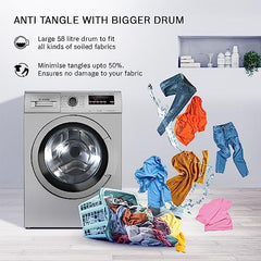Bosch 7 kg 5 Star Front Load Fully-Automatic Washing Machine, Antibacterial Tech, AI ActiveWater, 15 Wash Programs, 53L Large Drum, SoftCare Paddle, Silver, WAJ24266IN (2026 Model)