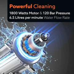 AGARO Supreme High Pressure Washer, Car Washer, 1800 Watts Motor, 120 Bars, 6.5L/Min Flow Rate, 8 Meters Outlet Hose, Portable, Car, Bike & Home Cleaning,Orange