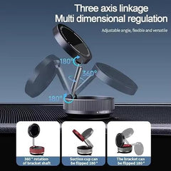 (1 Year Warranty) 360° N52 Strong Magnetic Vacuum Phone Holder, Strong Suction Mobile Mount for Car Dashboard, Windshield, Mirror & Smooth Surfaces, Hands-Free Universal Smartphone Holder - Black