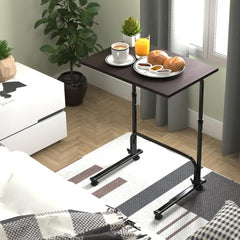 TABLE MAGIC- BADE Multipurpose Laptop Table Mat Finish - Adjustable, Foldable, Portable, Engineered Wood Top with Footrest, Top Size 60 * 45cm (Beige- Wenge)
