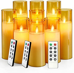 Flameless LED Pillar Candle Set of 2 | Acrylic Fiber Glass | Dancing Faux Wick | Remote Control with Battery Operated 3 AA | Home Décor & Gifting | 3" D x 6" H | Red