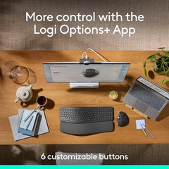 Logitech MX Ergo S Advanced Wireless Trackball Mouse with Free Adobe Subscription, USB-C Rechargeable Wireless Ergonomic Mouse with Bluetooth and Encrypted Dongle, 6 Programmable Buttons, for PC/Mac