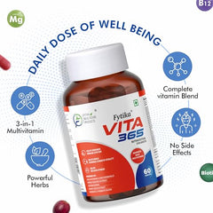 Fytika Vita 365-120 Tablets (Pack of 2) | Multivitamin For Men and Women | With Ashwagandha, Ginseng, Probiotics & Prebiotics and Biotin| Enhances Energy, Stamina, Immunity and Digestion