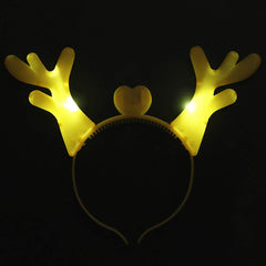 SYGA LED Flashing Light Up Antler Pattern Crowns Headband Hair Band Headdress for Party Decoration Party Caps (Yellow)