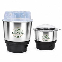 GaoVatika Mixer Grinder Jar Combo Stainless Steel Jars | Heavy Duty Grinding Jars for Masala, Coffee & Kitchen Use | Ideal for Spices, Chutney, Dry Grinding & Blending 180 Ml & 500 Ml
