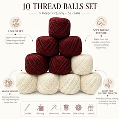 Crochet Cotton Thread Yarn Combo, 10 Rolls for Knitting, Crochet, Embroidery and Craft Making, Soft Decorative Thread for Handmade DIY Projects, Yellow & Green