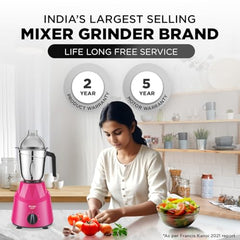Preethi Galaxy MG225 Mixer Grinder, 750 watt, 3 Jars, Pink/Black (3 Jar)