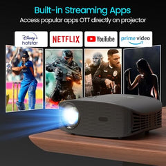Portronics Beem 450 Smart LED Projector with 1080p Full HD Resolution, Built-in Streaming Apps (Netflix, Prime Video, Hotstar), 4000 Lumens, Screen Mirroring, 3 Watt Speaker, Bluetooth, Wi-Fi (White)