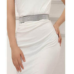 SYGA Women's Rhinestone Elastic belt with diamonds, fashionable and versatile dress, crystal girdle Belt(Black)