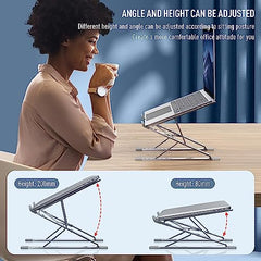 Amazon Basics ABS 2-in-1 Laptop and Mobile Stand, Ergonomic, Adjustable Height, Anti-Slip Base, Heat Dissipation, Portable, Lightweight, Compatible with All Laptops Up to 15.6" (Black)