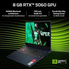 HP Smartchoice HyperX OMEN 15, AMD Ryzen 7 260, 8GB-RTX 5050, 24GB DDR5 (Upgradeable), 1TB SSD, 180Hz, 2.5K, 500 nits, 3ms RT, 15.3''/38.9cm, Win11, Office24, Black, 2.42kg, gb0038AX, AI Gaming Laptop
