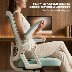 DROGO Comfortwing Premium Ergonomic Office Chair for Work from Home, High Back Computer Chair with Breathable Mesh, Armrest, Adjustable Seat, Rocking & Winged Back | Mesh Chair for Office (White/Blue)