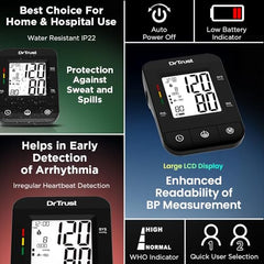 Dr Trust (USA) Fully Automatic Comfort Digital Blood Pressure BP Monitor Machine with Mdi Technology (Black)