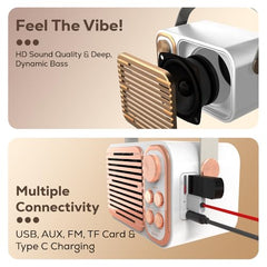 Toreto 20W Retro Karaoke Bluetooth Speaker with Dual Wireless Mic
