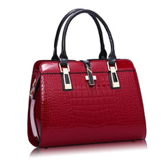 SYGA Leather Hand-Held Crocodile Pattern Women's Bag Single-Slant Handbag(BURGUNDY)