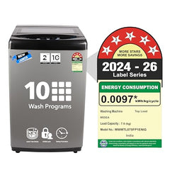 Midea 7.5kg 5-Star Top Load | Fully Auto | Hydrowave Stainless Tub | 10 Programs | 700 RPM | Intelligent Sensors | Auto Tub Clean | Magic Filter | Child Lock | Glass Lid | (MWMTL075FP1ENIG, Inox Grey)