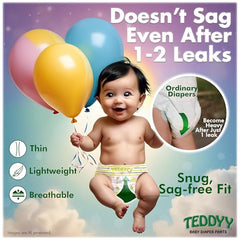 TEDDYY Easy Baby M Size Diaper Tape Style |126 Count (Medium) | 6-11 kgs (Pack of 2) | Quick Absorbency | Extra Super Soft | Anti - Bacterial | Wetness Indicator with Adjustable Grip Tapes