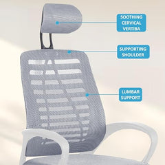Casa Copenhagen Mesh Mid Back Office/Study/Computer/Revolving/Desk Chair for Work from Home -Metal Base, Height Adjustable Seat - Grey Milange & Black Handle
